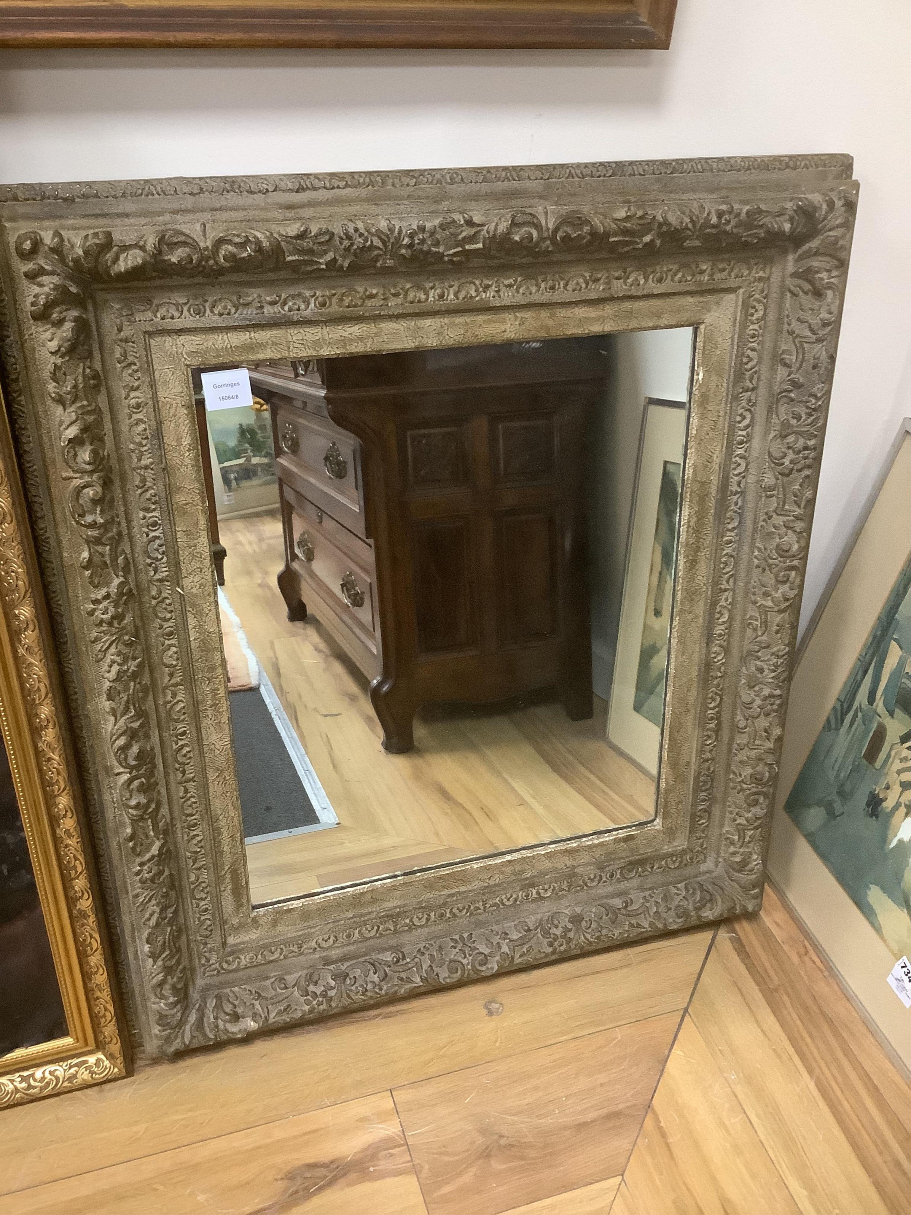 A Victorian style rectangular composition wall mirror, width 80cm, height 90cm. Condition - fair